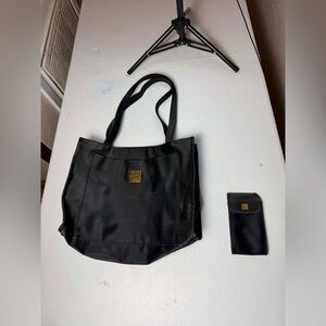 Givenchy Parfums Black Nylon Tote Bag with Gold Signature Logo Accents